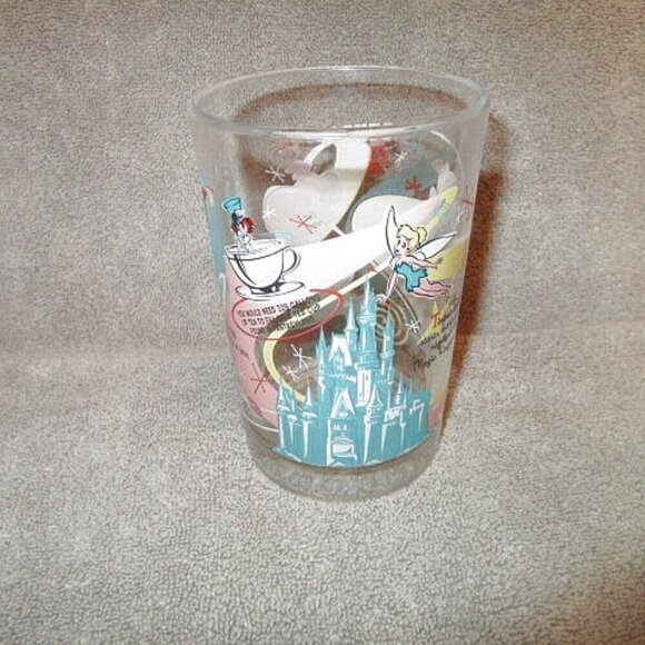Vtg DISNEY World 100 Years of MAGIC Drinking GLASS Atomic Starburst HATTER Bambi - Picture 3 of 10